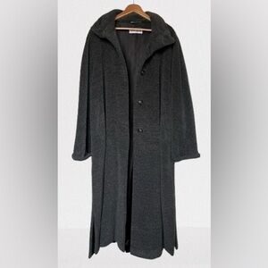 MaxMara Alpaca Wool Teddie Oversized Charcoal Trench Coat Italy Sz 10